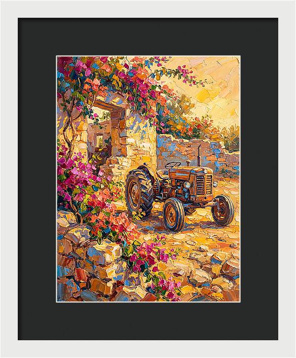 Old Tractor Amidst Bougainvillea