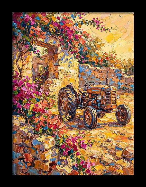Old Tractor Amidst Bougainvillea