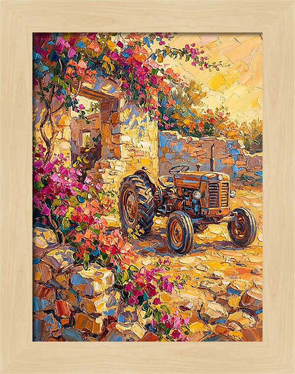Old Tractor Amidst Bougainvillea