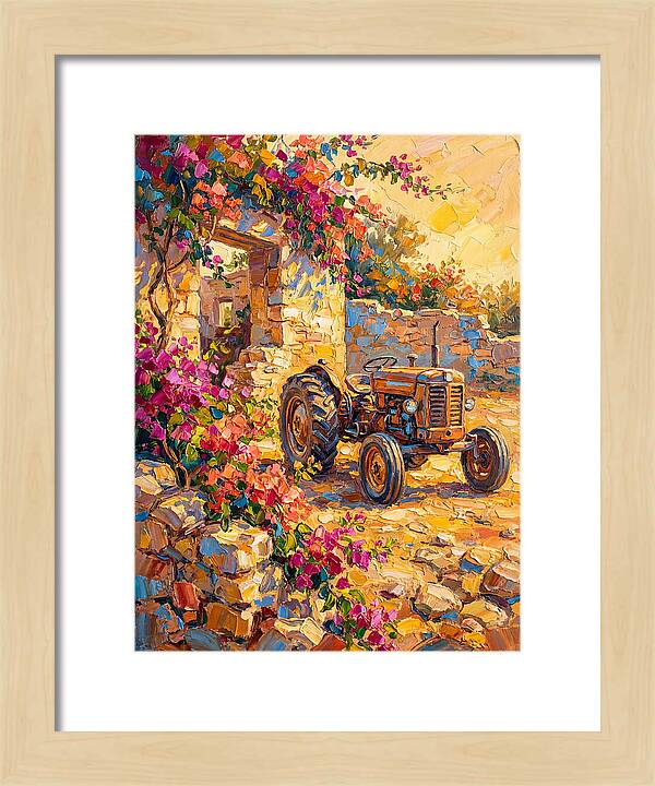 Old Tractor Amidst Bougainvillea