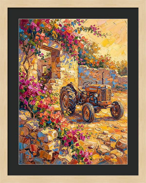 Old Tractor Amidst Bougainvillea