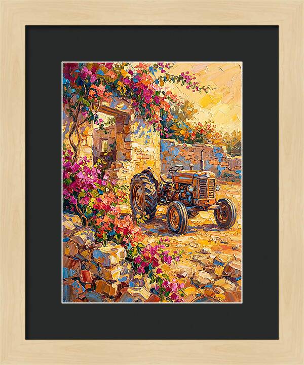 Old Tractor Amidst Bougainvillea