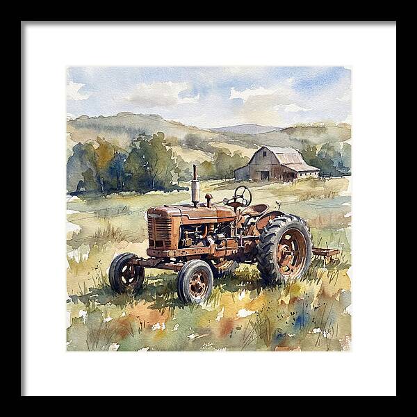 Old Tractor In Serene Landscape