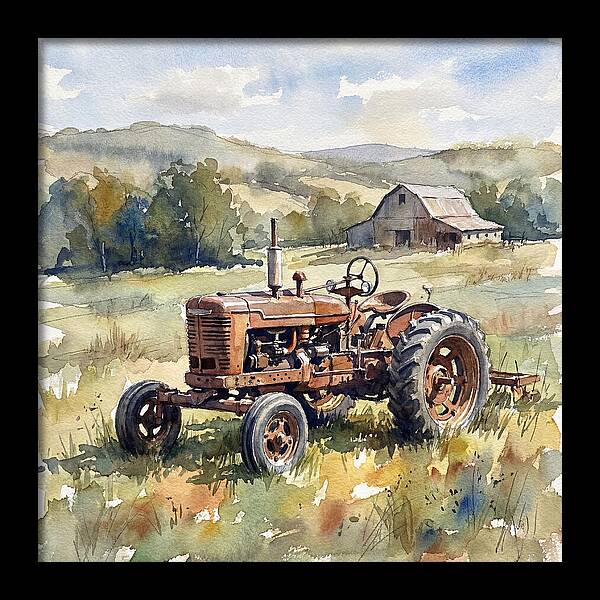 Old Tractor In Serene Landscape