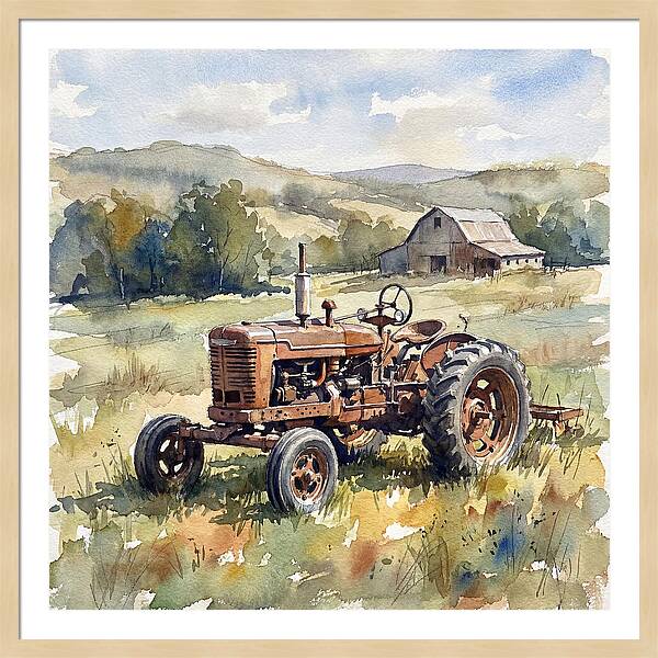 Old Tractor In Serene Landscape