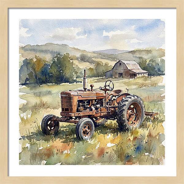 Old Tractor In Serene Landscape