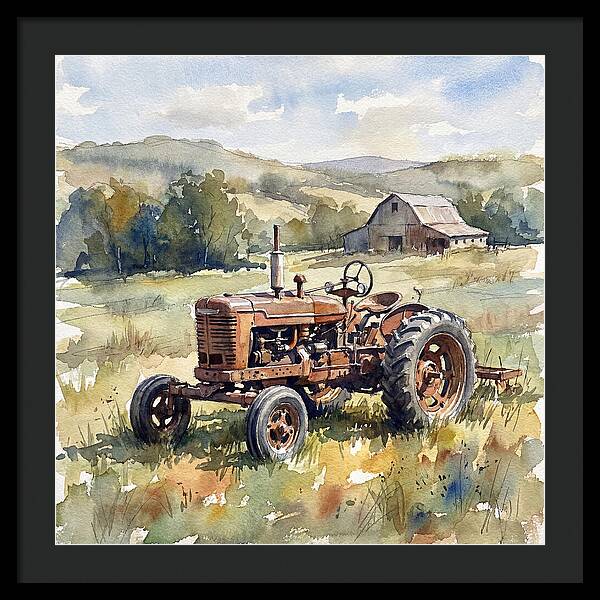 Old Tractor In Serene Landscape