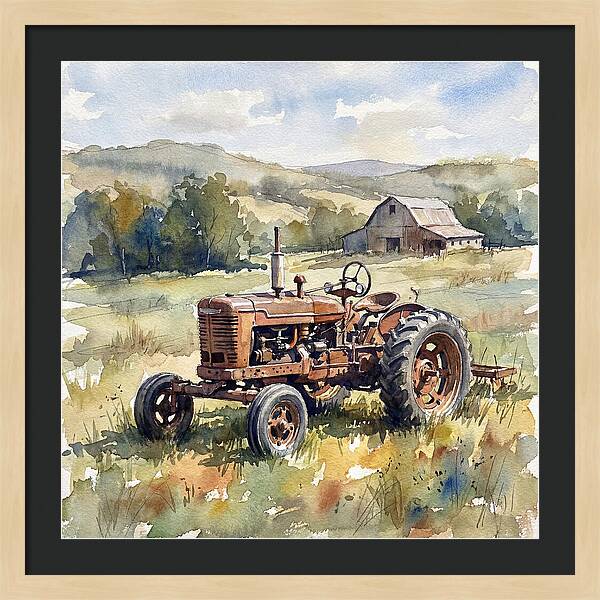 Old Tractor In Serene Landscape