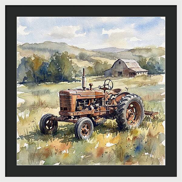 Old Tractor In Serene Landscape