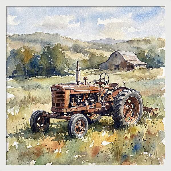 Old Tractor In Serene Landscape