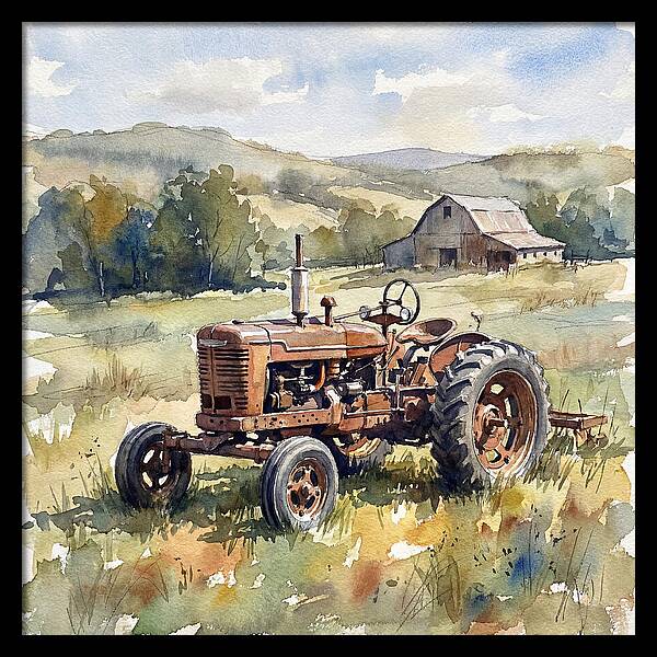 Old Tractor In Serene Landscape