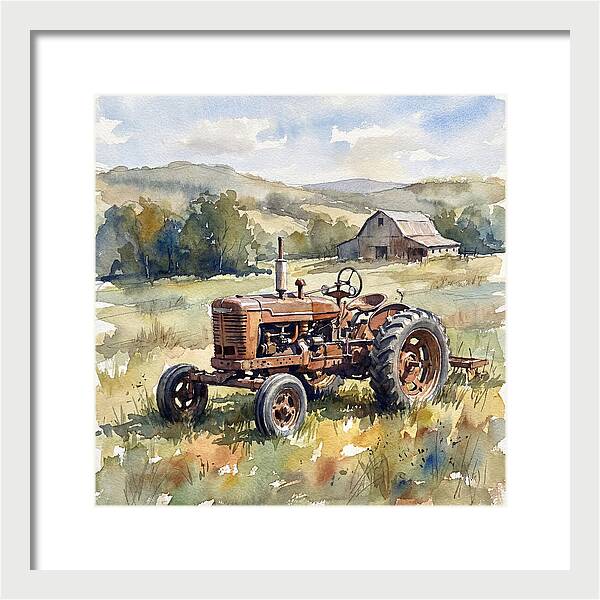 Old Tractor In Serene Landscape