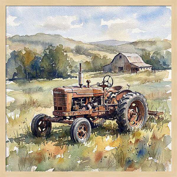 Old Tractor In Serene Landscape