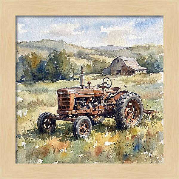 Old Tractor In Serene Landscape