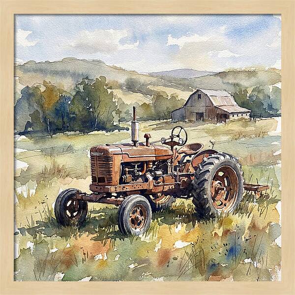 Old Tractor In Serene Landscape