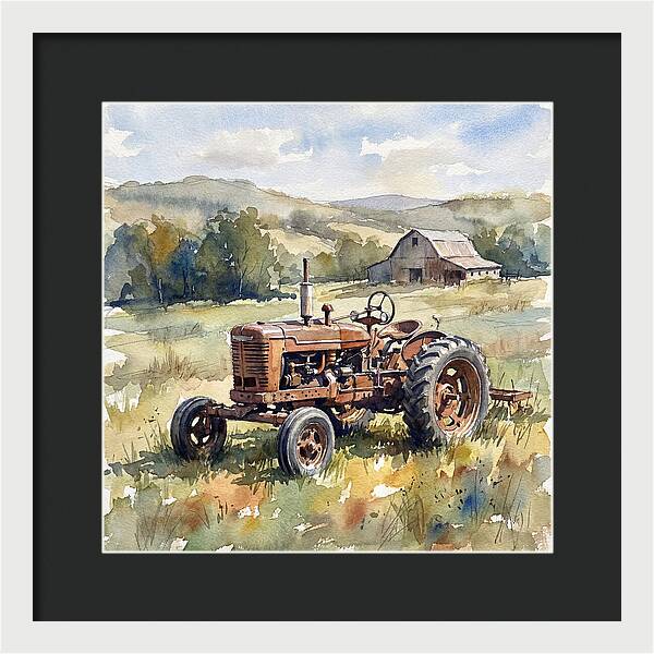 Old Tractor In Serene Landscape