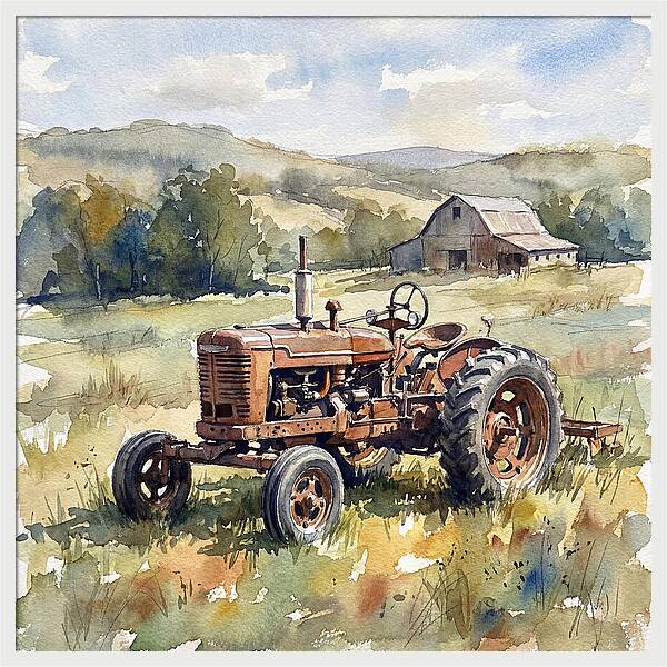 Old Tractor In Serene Landscape