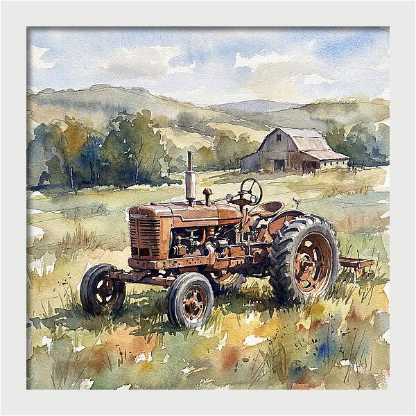 Old Tractor In Serene Landscape