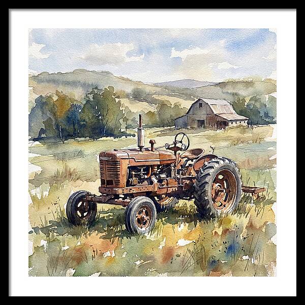 Old Tractor In Serene Landscape