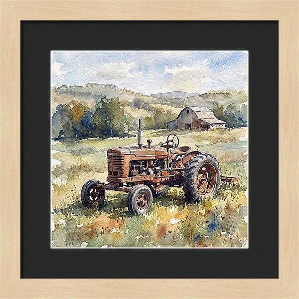 Old Tractor In Serene Landscape
