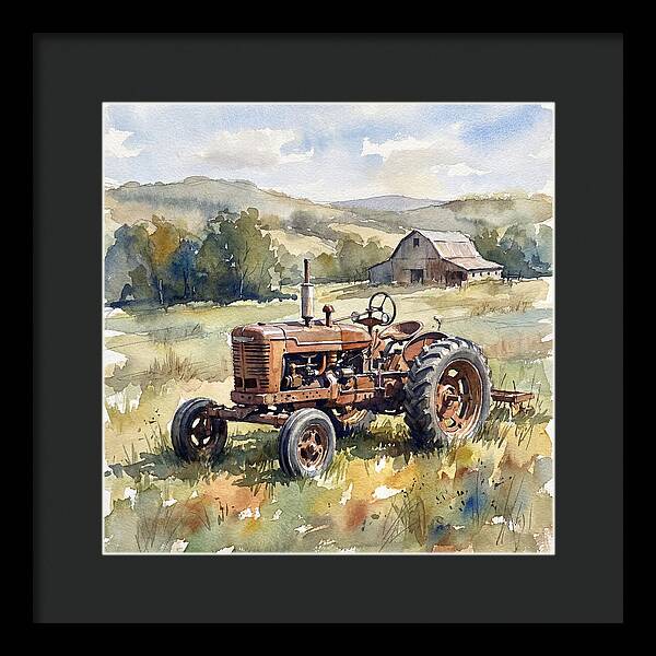 Old Tractor In Serene Landscape
