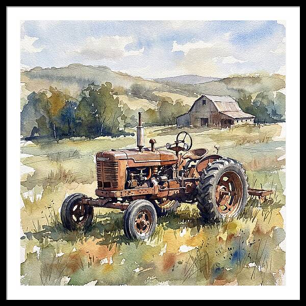 Old Tractor In Serene Landscape