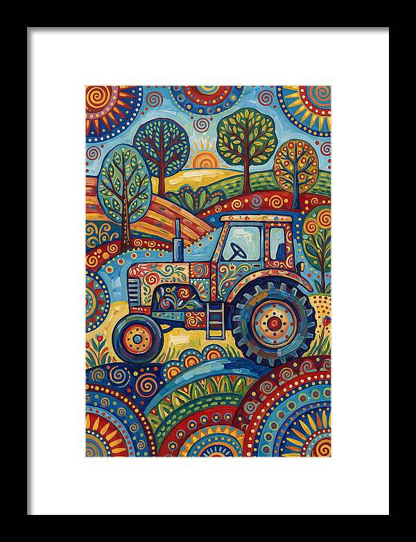 Old Tractor In Vibrant Landscape