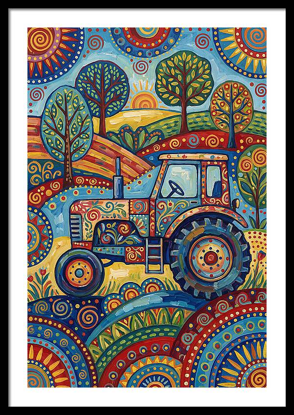 Old Tractor In Vibrant Landscape