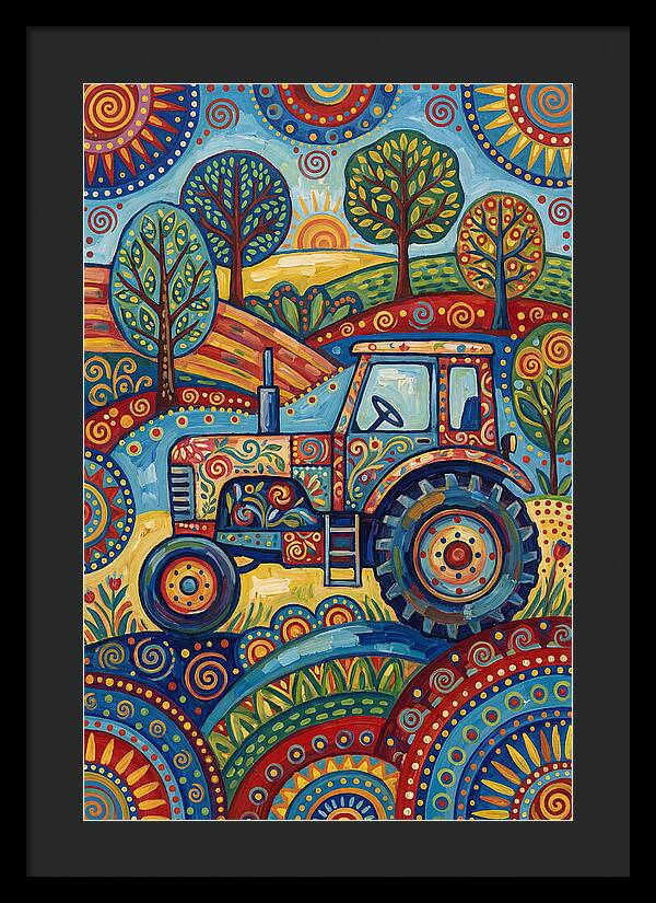 Old Tractor In Vibrant Landscape