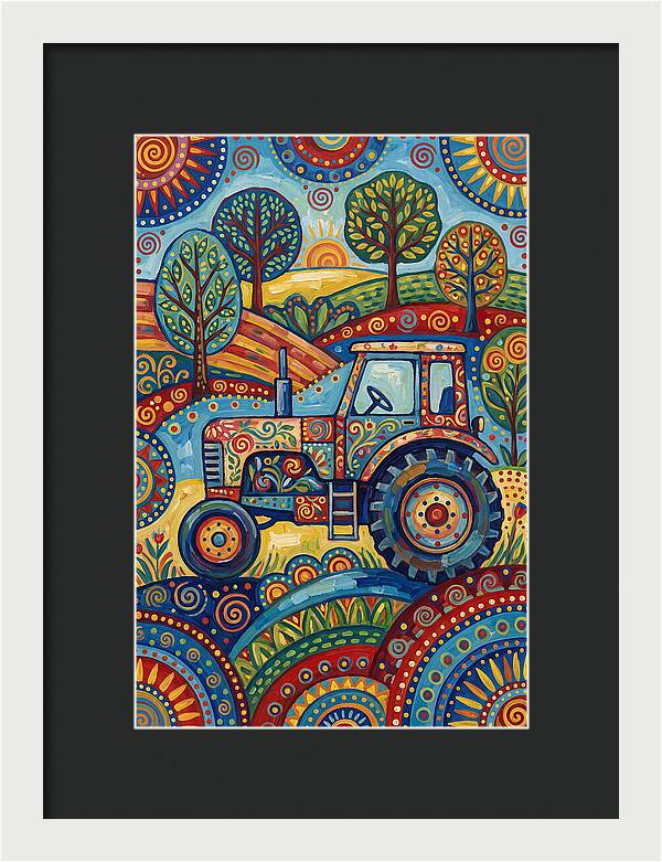Old Tractor In Vibrant Landscape
