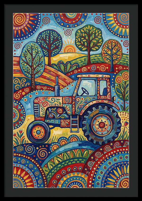 Old Tractor In Vibrant Landscape