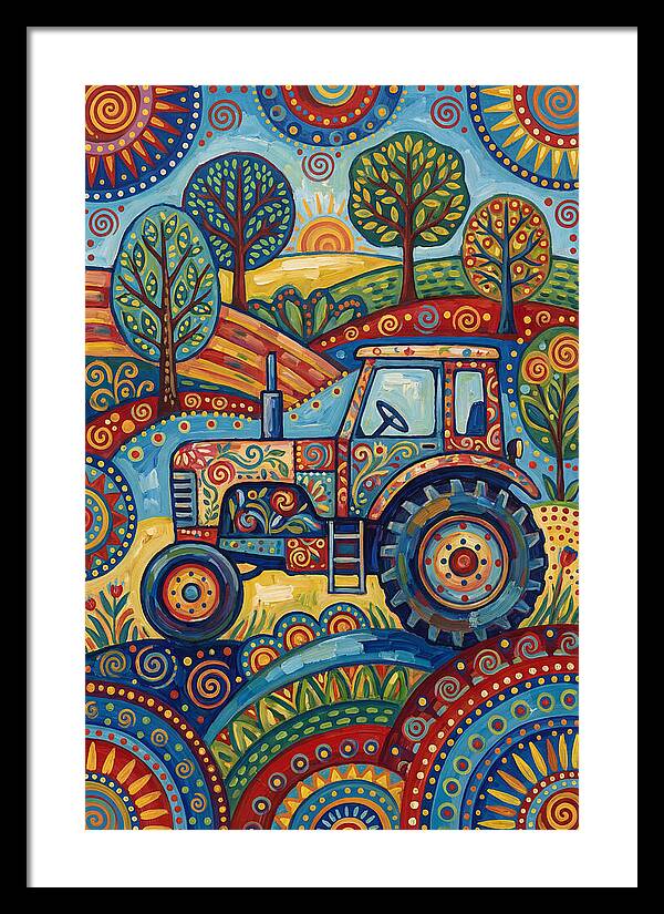 Old Tractor In Vibrant Landscape