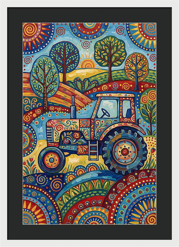 Old Tractor In Vibrant Landscape