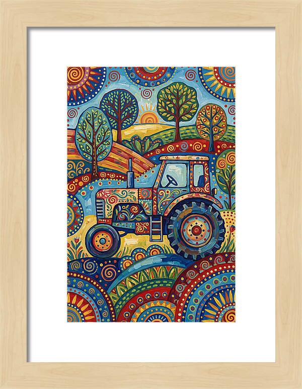 Old Tractor In Vibrant Landscape