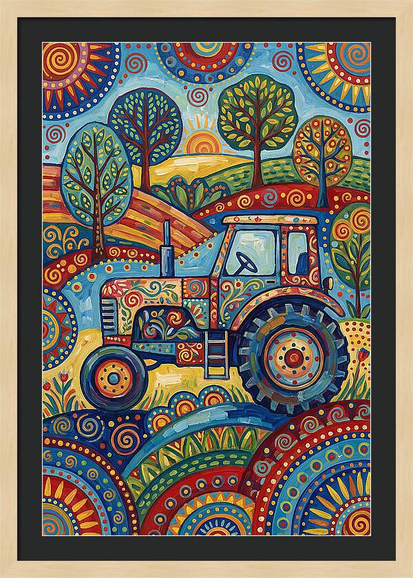 Old Tractor In Vibrant Landscape