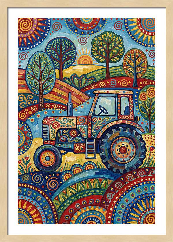 Old Tractor In Vibrant Landscape