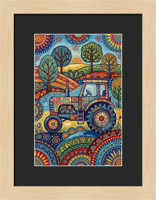 Old Tractor In Vibrant Landscape