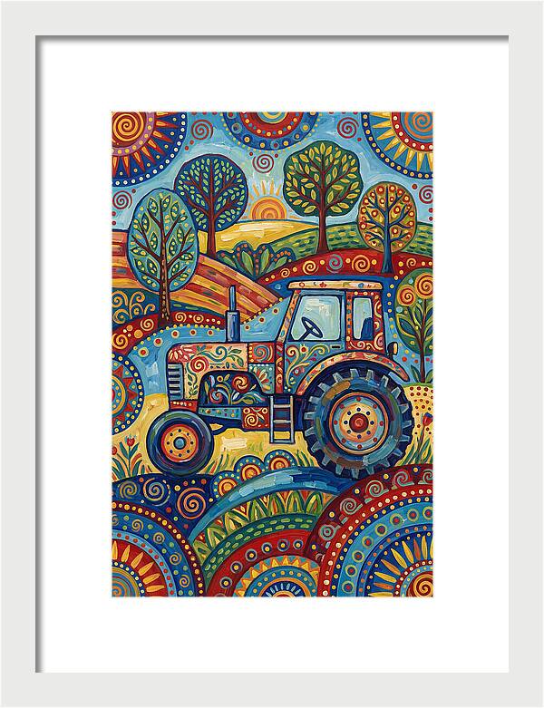 Old Tractor In Vibrant Landscape