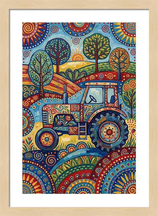 Old Tractor In Vibrant Landscape