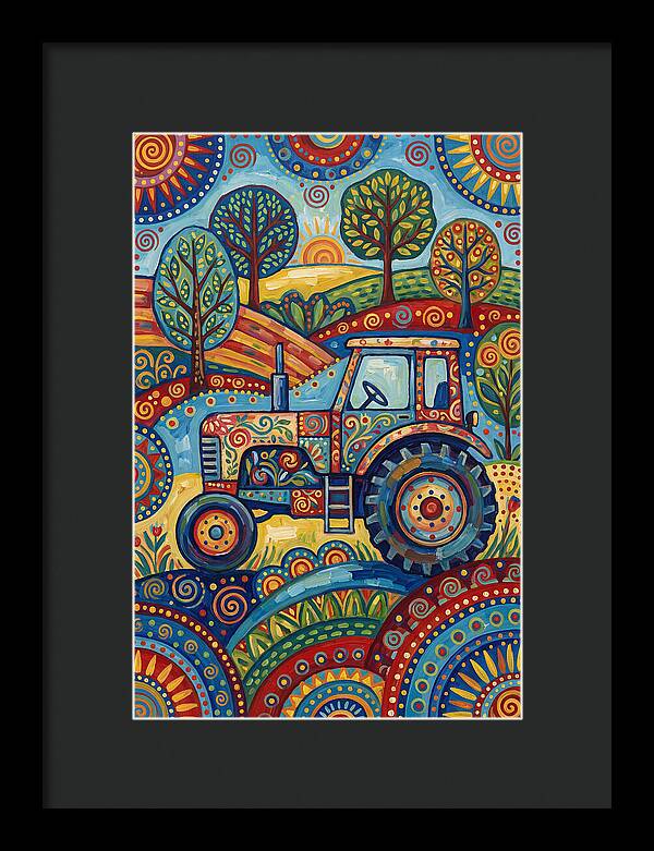 Old Tractor In Vibrant Landscape