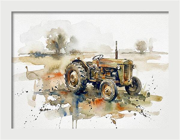 Old Tractor In Watercolor