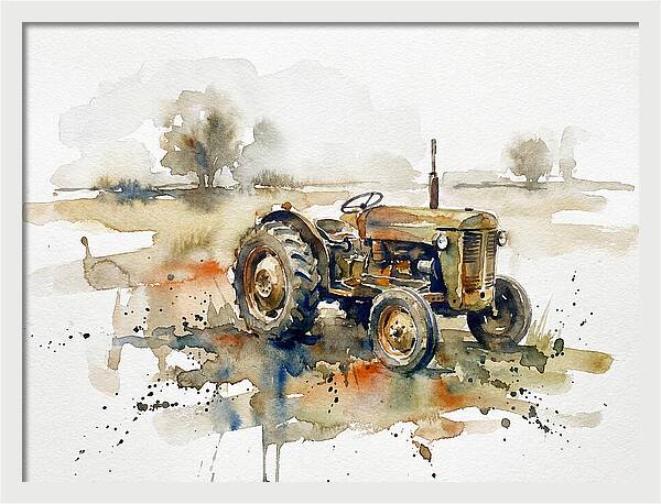 Old Tractor In Watercolor
