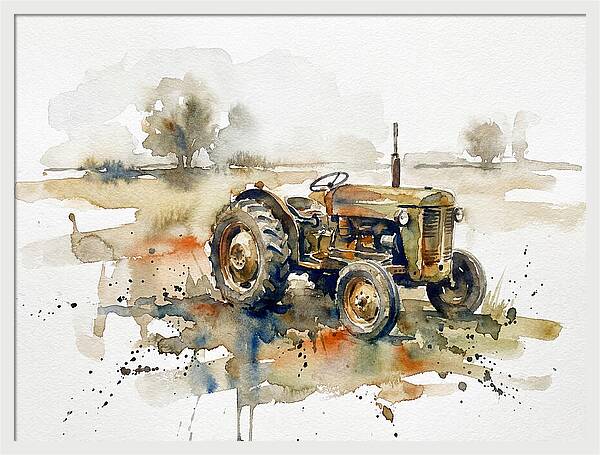 Old Tractor In Watercolor