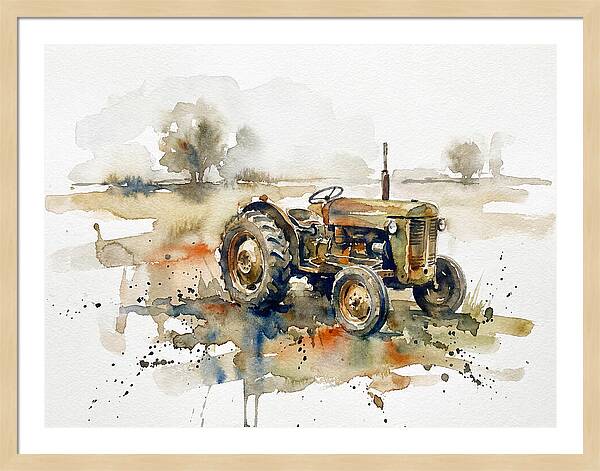 Old Tractor In Watercolor