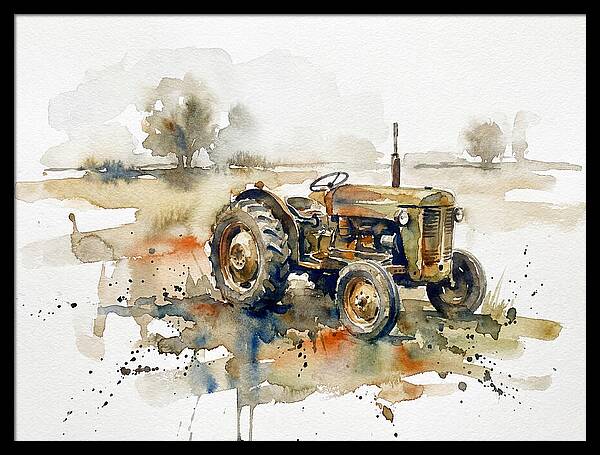 Old Tractor In Watercolor