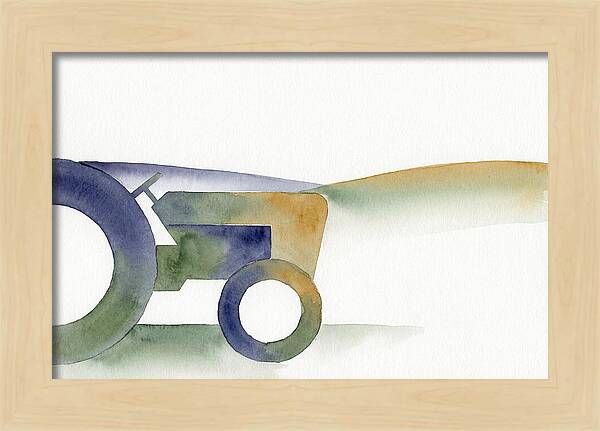 Old Tractor Silhouette In Watercolor