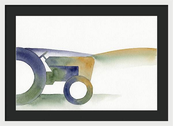 Old Tractor Silhouette In Watercolor