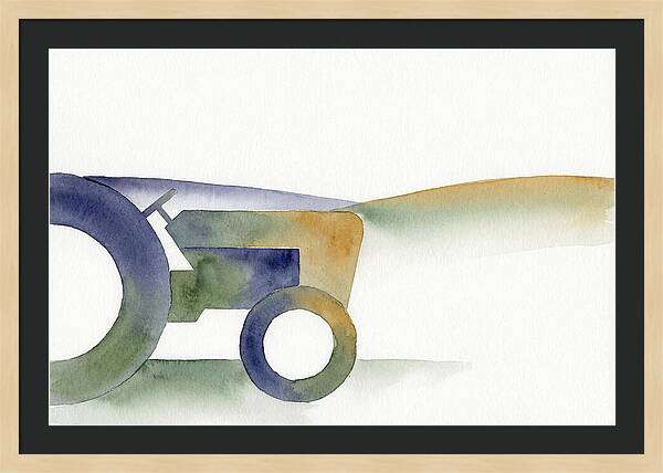 Old Tractor Silhouette In Watercolor