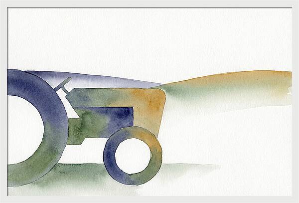 Old Tractor Silhouette In Watercolor