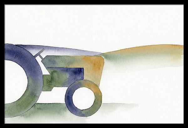 Old Tractor Silhouette In Watercolor